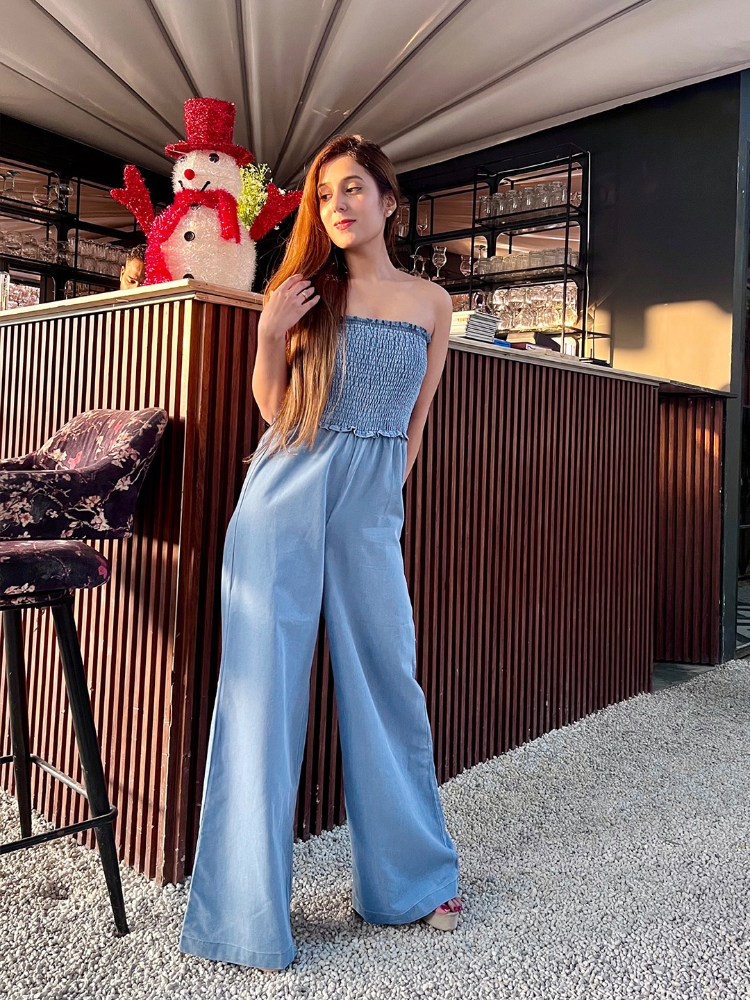 

SASSAFRAS Women Blue Solid Joyful Jumpsuit