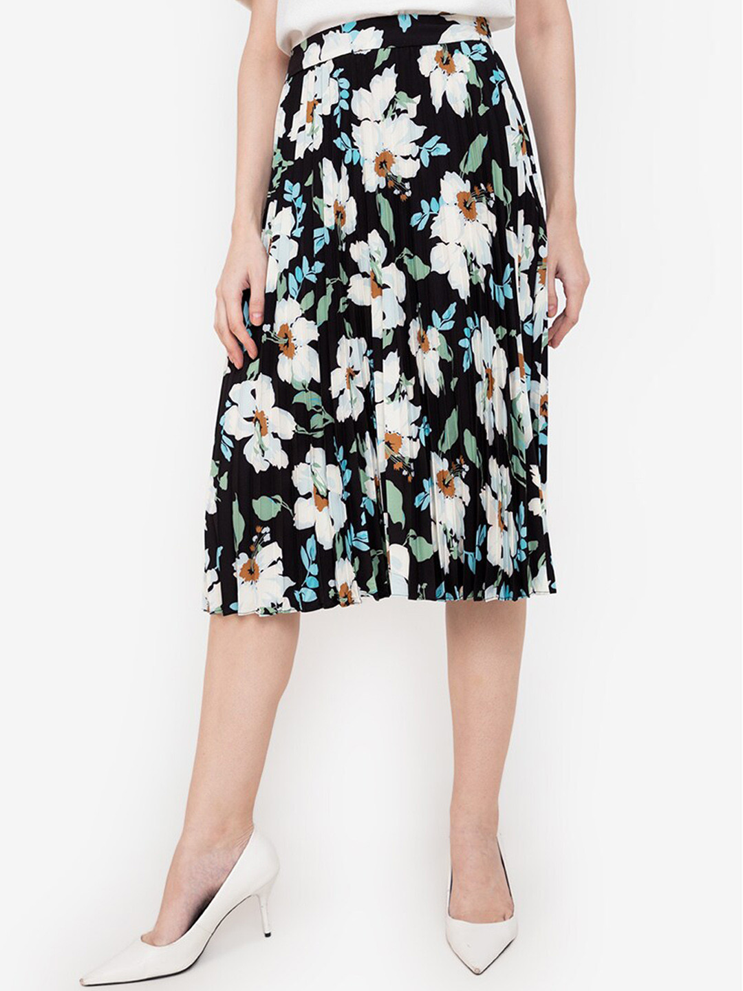 

ZALORA WORK Women Black & White Printed A-Line Skirt