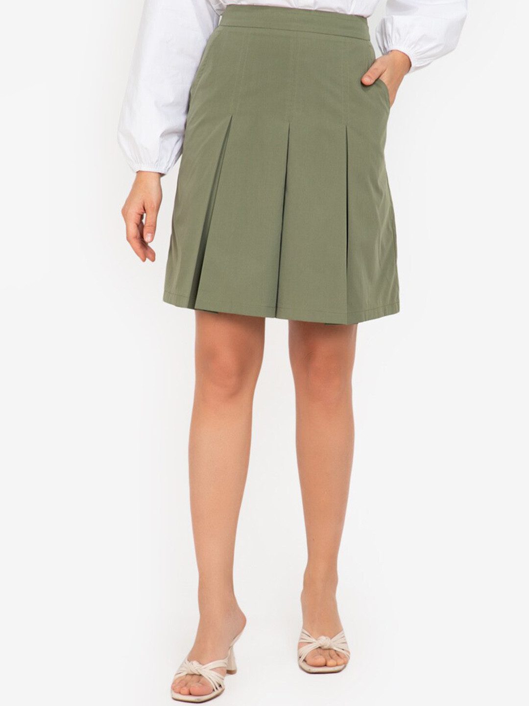 

ZALORA WORK Women Green A-Line Skirt