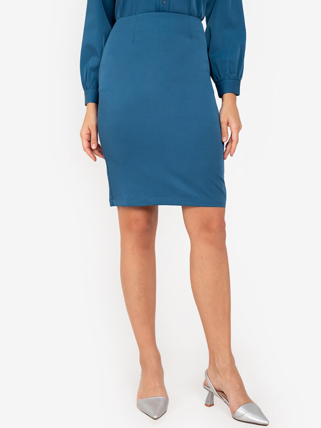 

ZALORA WORK Women Teal Green Pencil Skirt