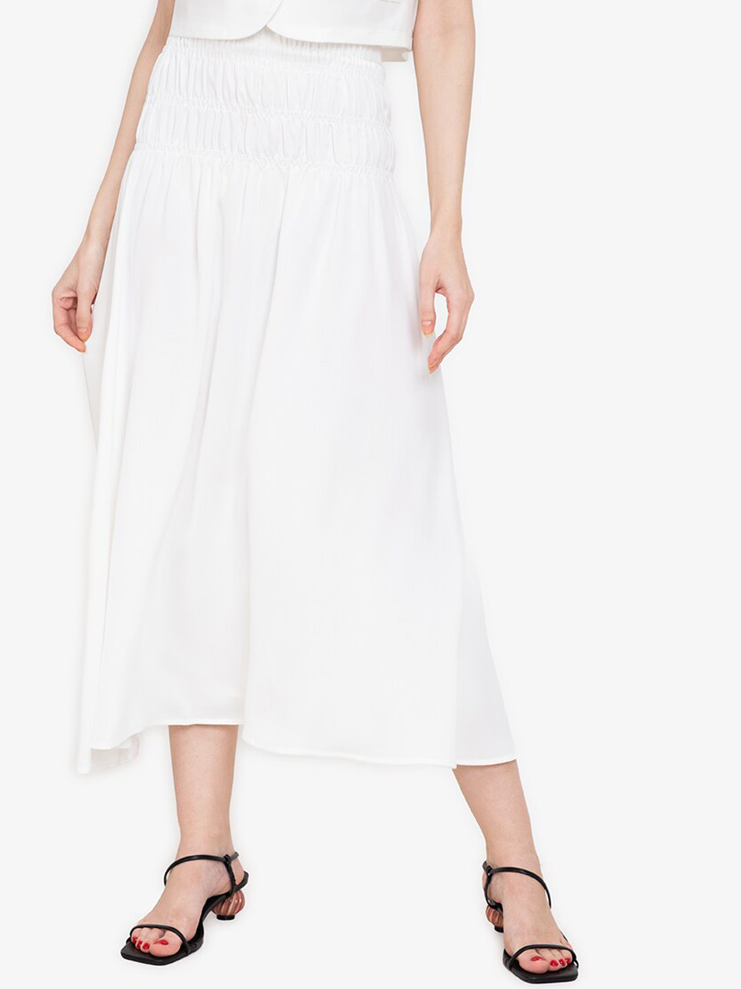 

ZALORA WORK Women White Flared Pleated Skirt