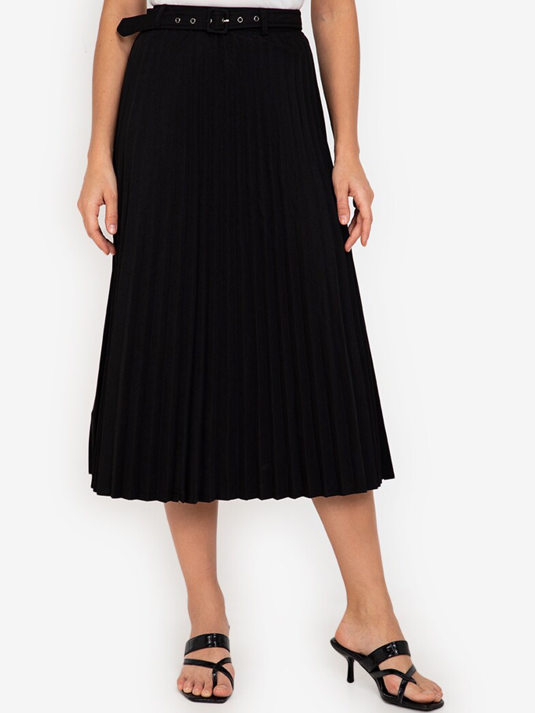 

ZALORA WORK Women Black Flared Pleated Skirt