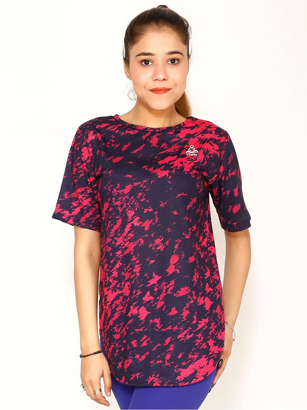 

Yogue Activewear Women Navy Blue Floral Printed Outdoor T-shirt