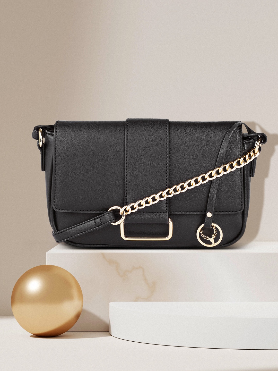 

Allen Solly Black PU Structured Sling Bag