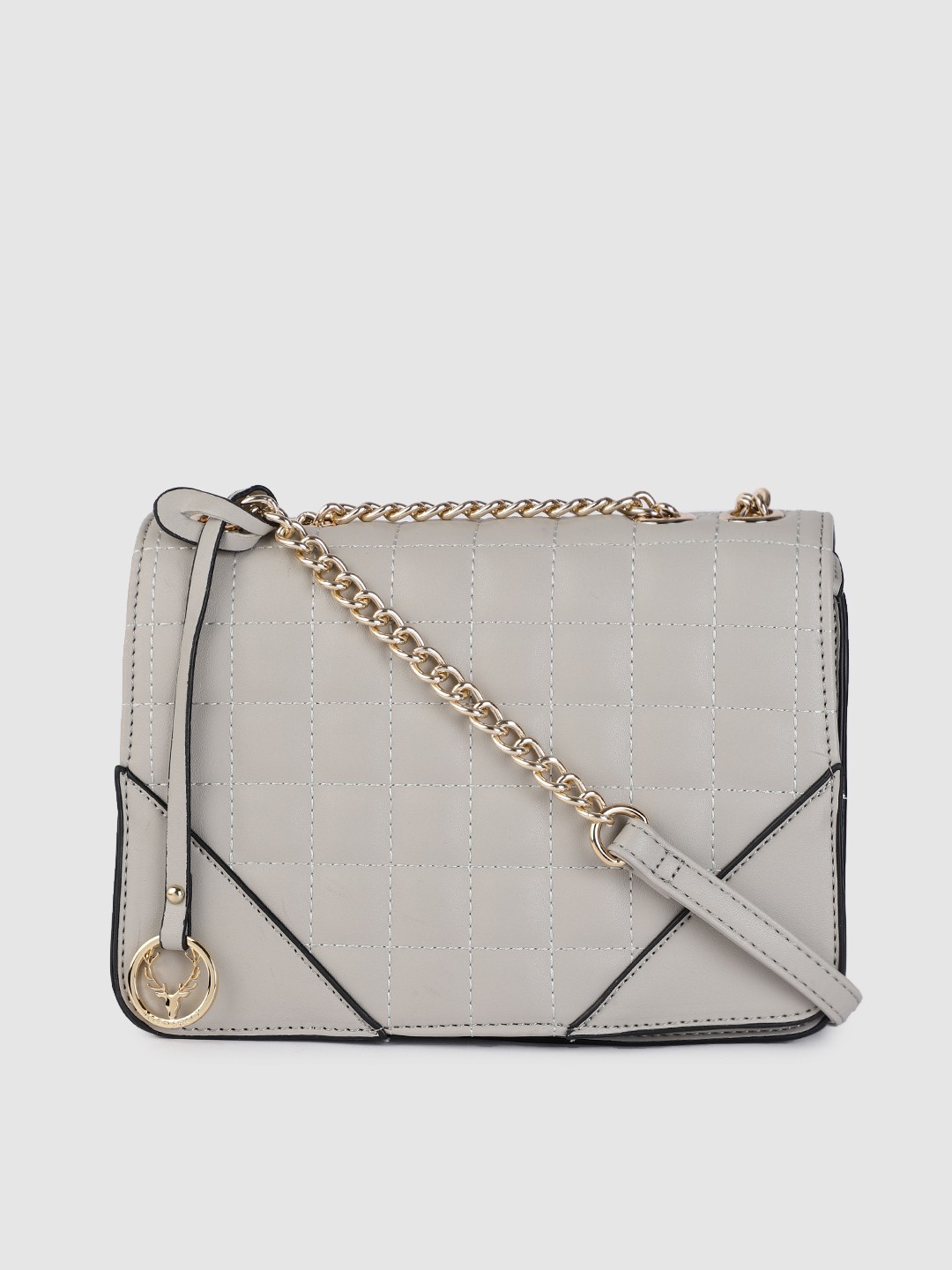 

Allen Solly Women Grey Quilted PU Structured Sling Bag