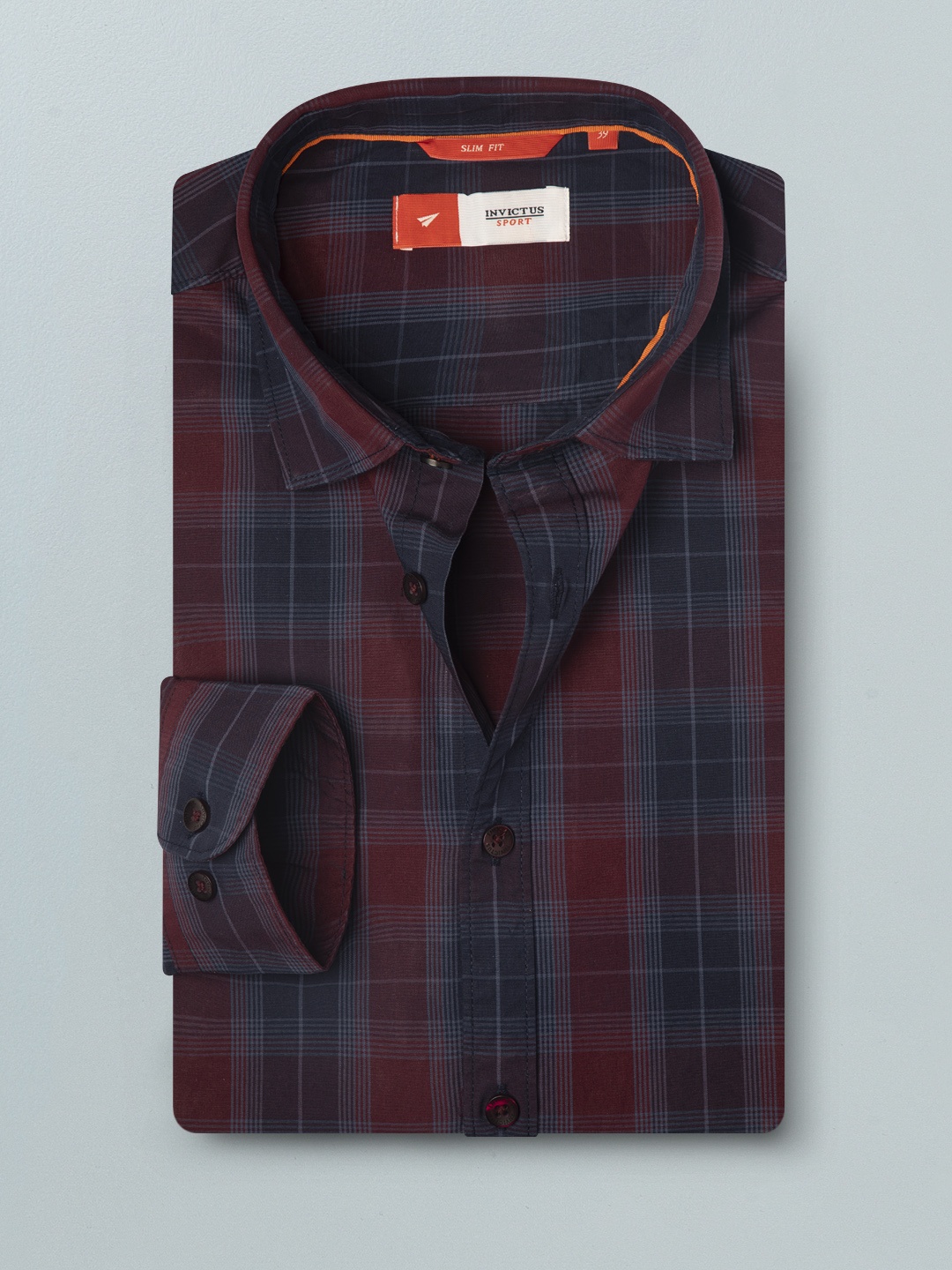 

INVICTUS Men Maroon Checked Pure Cotton Casual Shirt