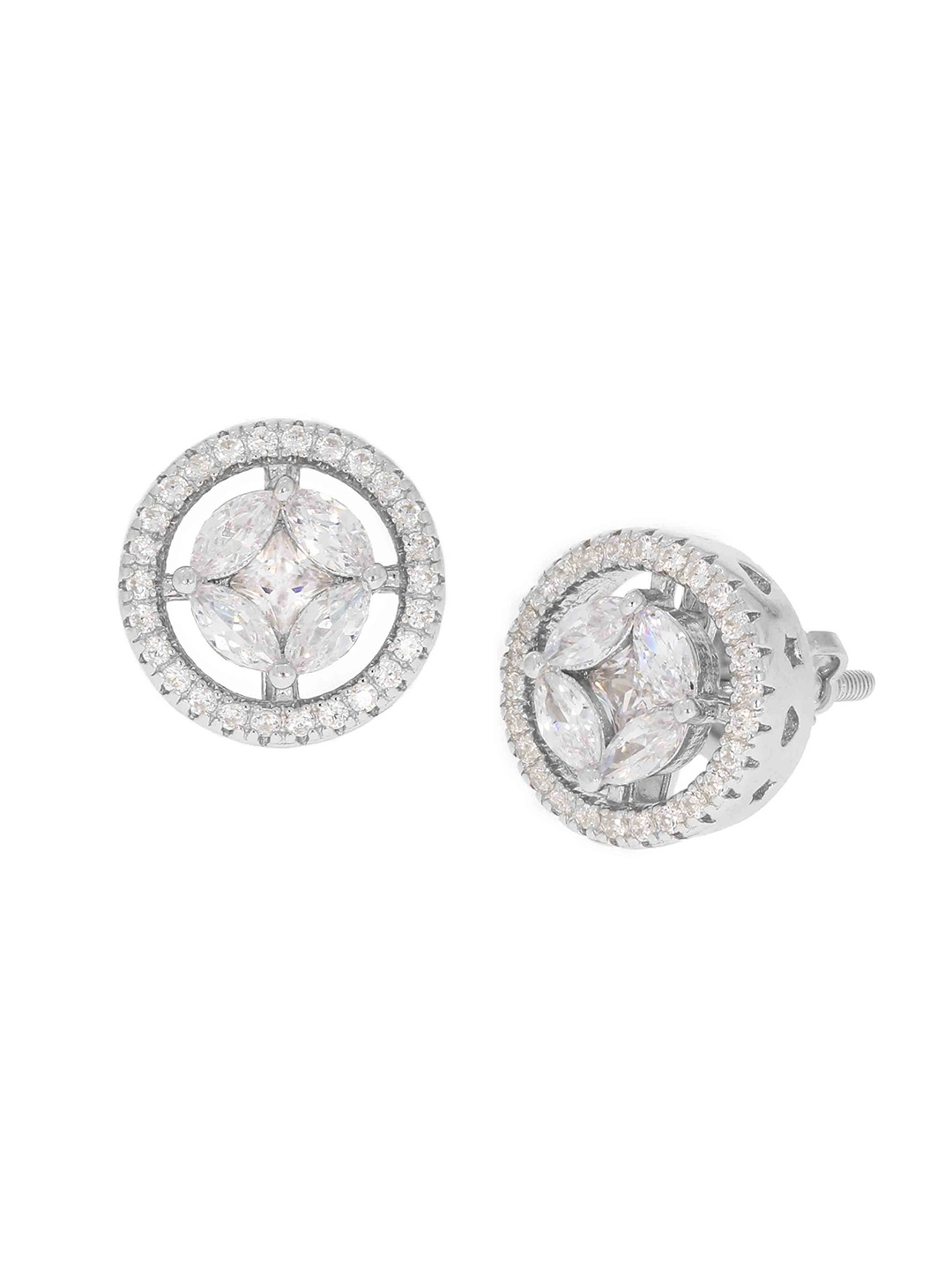 

ANAYRA White Circular Studs Earrings