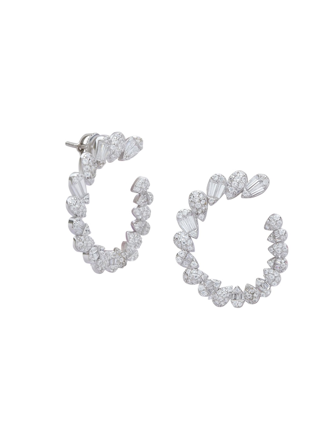 

ANAYRA White Circular Half Hoop Earrings