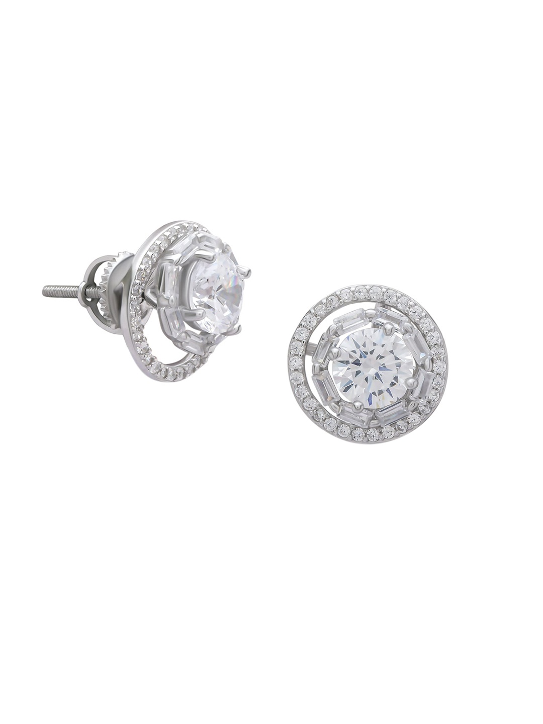

ANAYRA White Circular Studs Earrings