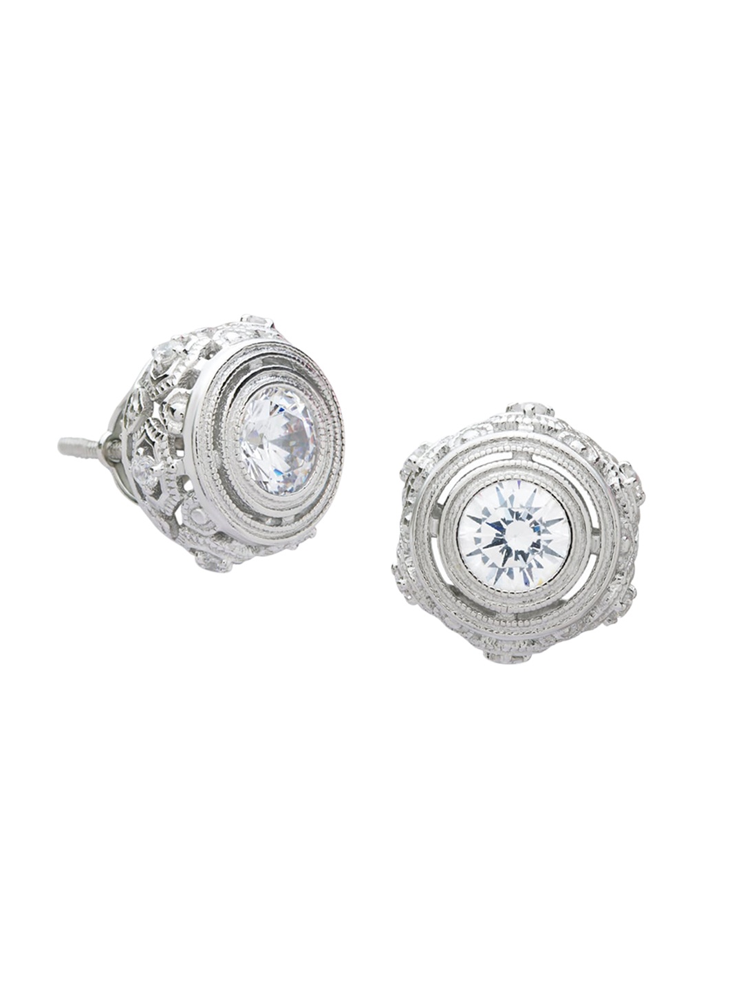 

ANAYRA White Circular Studs Earrings