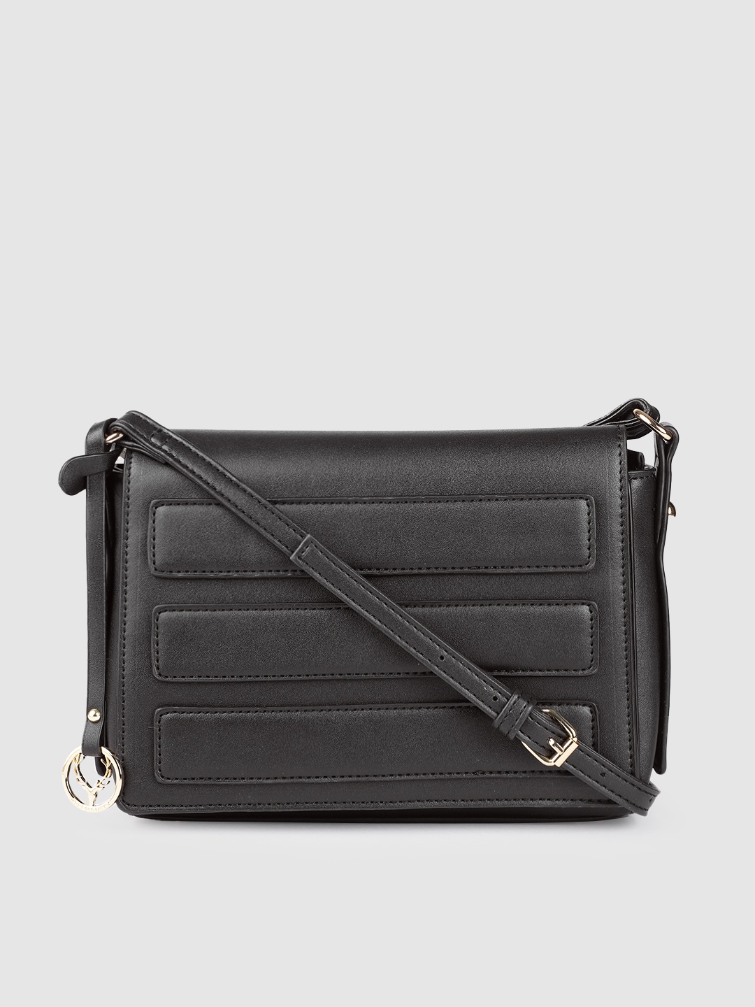 

Allen Solly Black Textured PU Structured Sling Bag