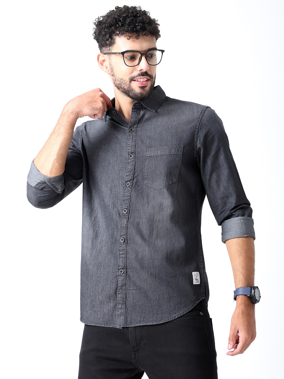 

Jean Cafe Men Black Premium Faded Casual Shirt