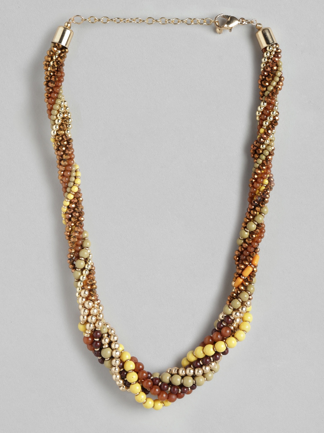 

RICHEERA Yellow & Brown Beaded Necklace