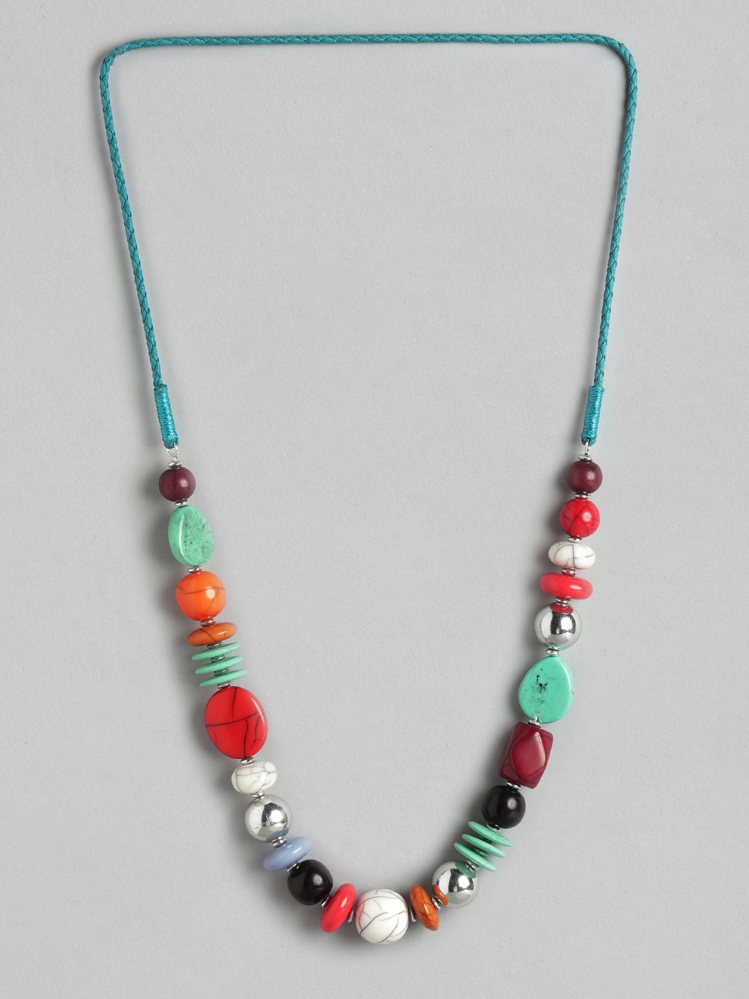 

RICHEERA Red & Green Beaded Necklace