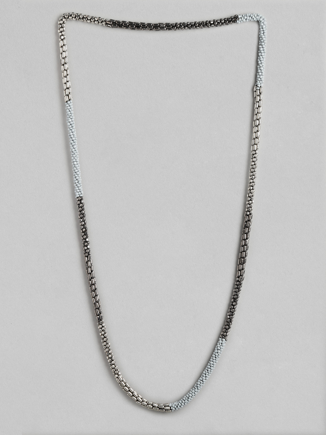 

RICHEERA Silver-Toned & Grey Artificial Beads Necklace