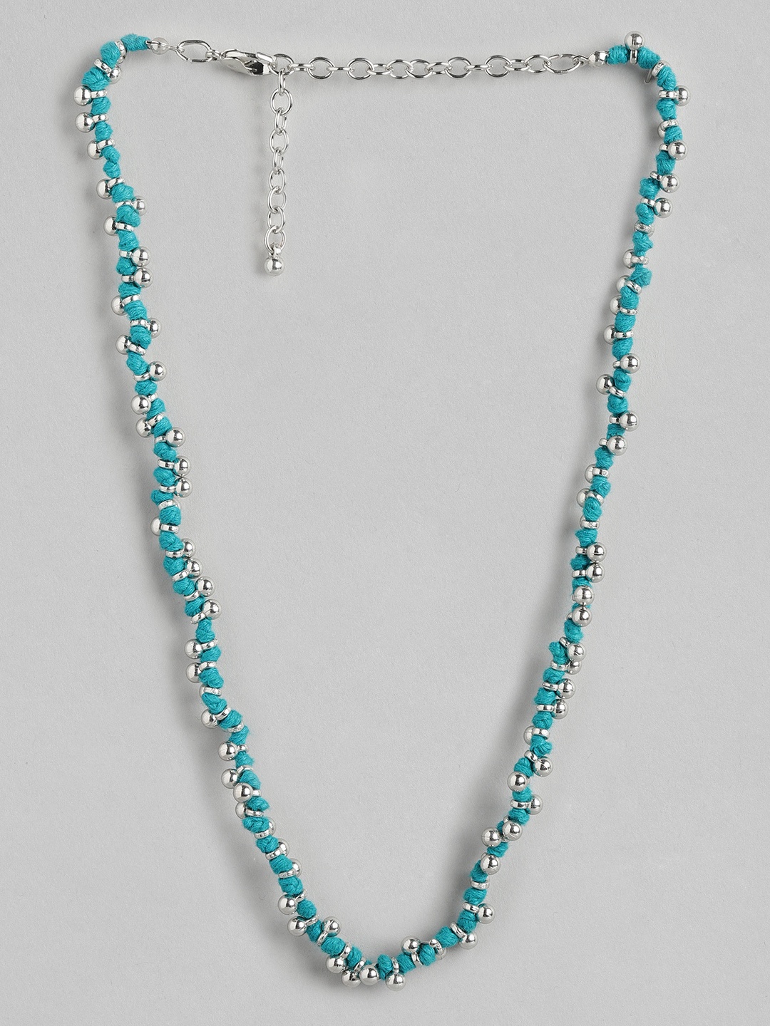 

RICHEERA Blue & Silver-Plated Artificial Beads Necklace