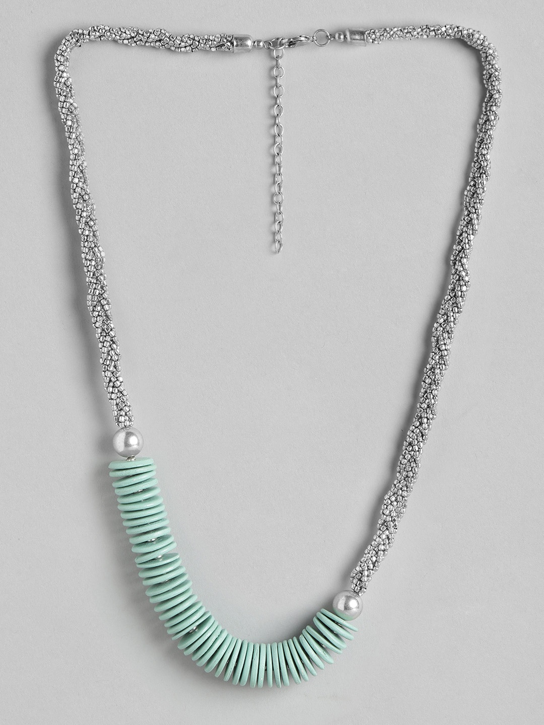 

RICHEERA Green & Silver-Toned Beaded Stones Necklace