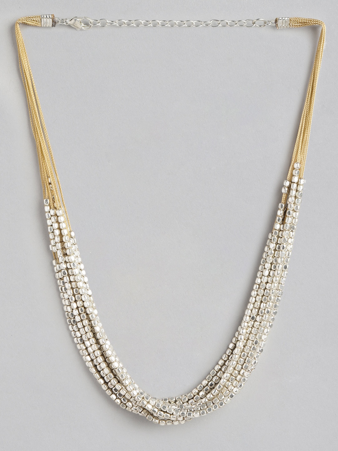 

RICHEERA Silver-Toned & Gold-Toned Beaded Layered Necklace