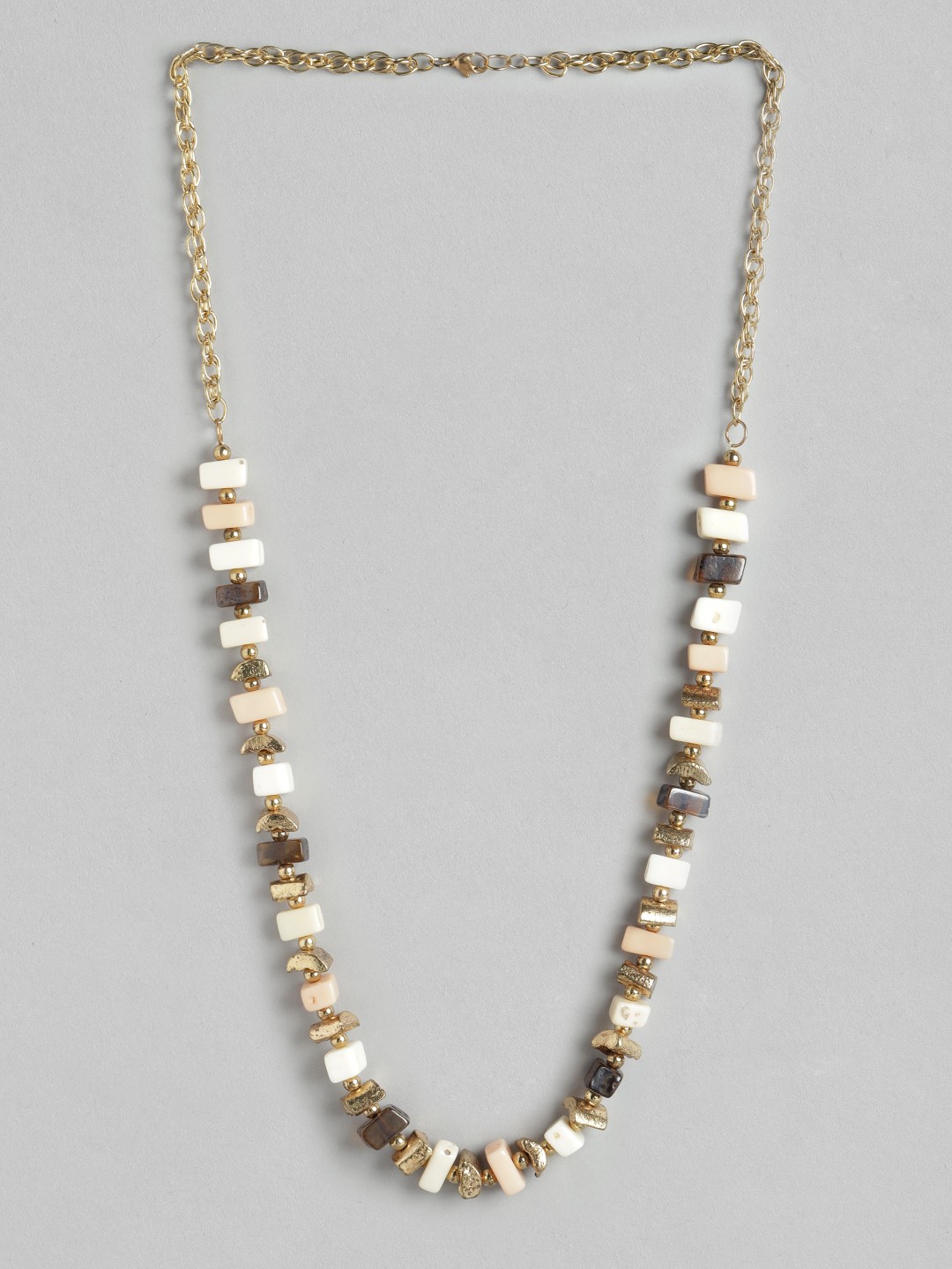 

RICHEERA Beige & Gold-Toned Beaded Necklace