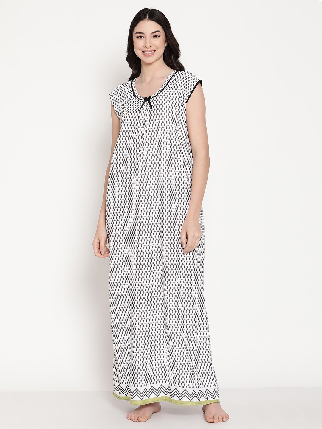 

Secret Wish White Printed Maxi Nightdress