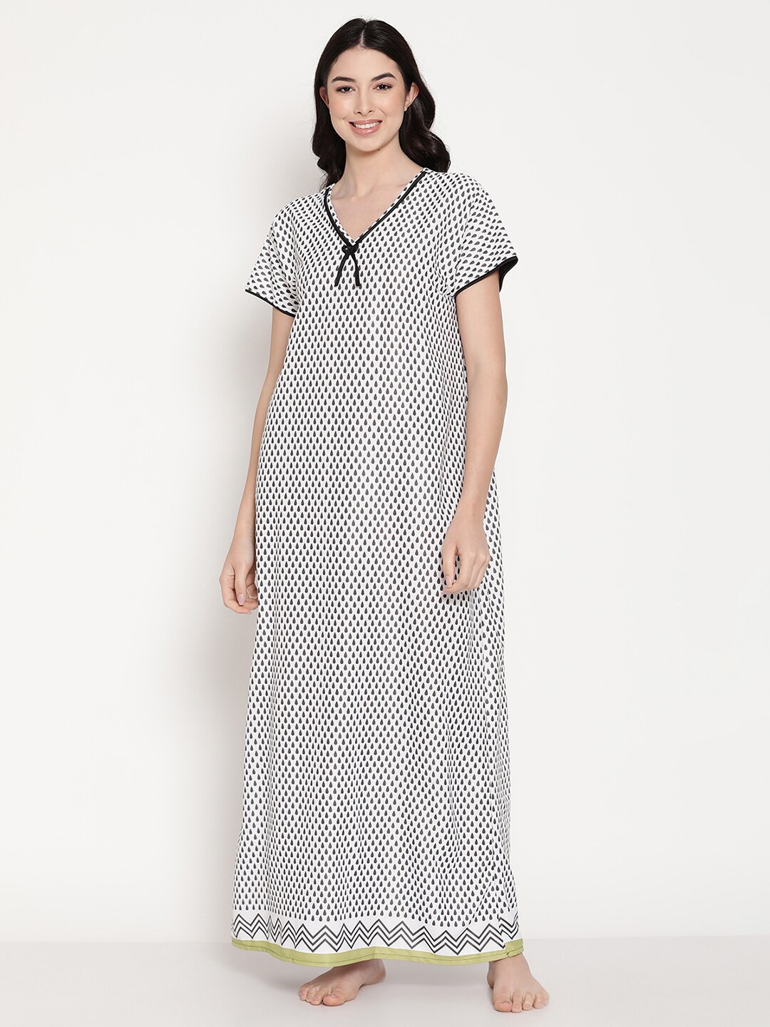 

Secret Wish White Printed Maxi Nightdress