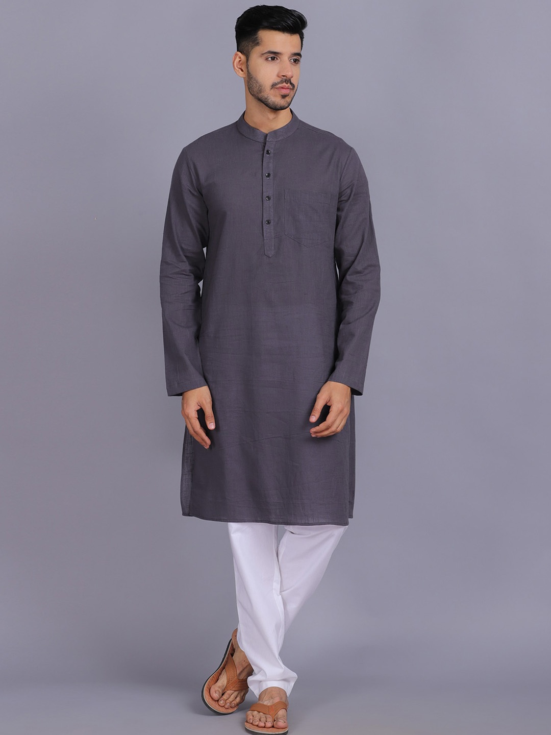

Waahiba Men Charcoal Kurta with Pyjamas