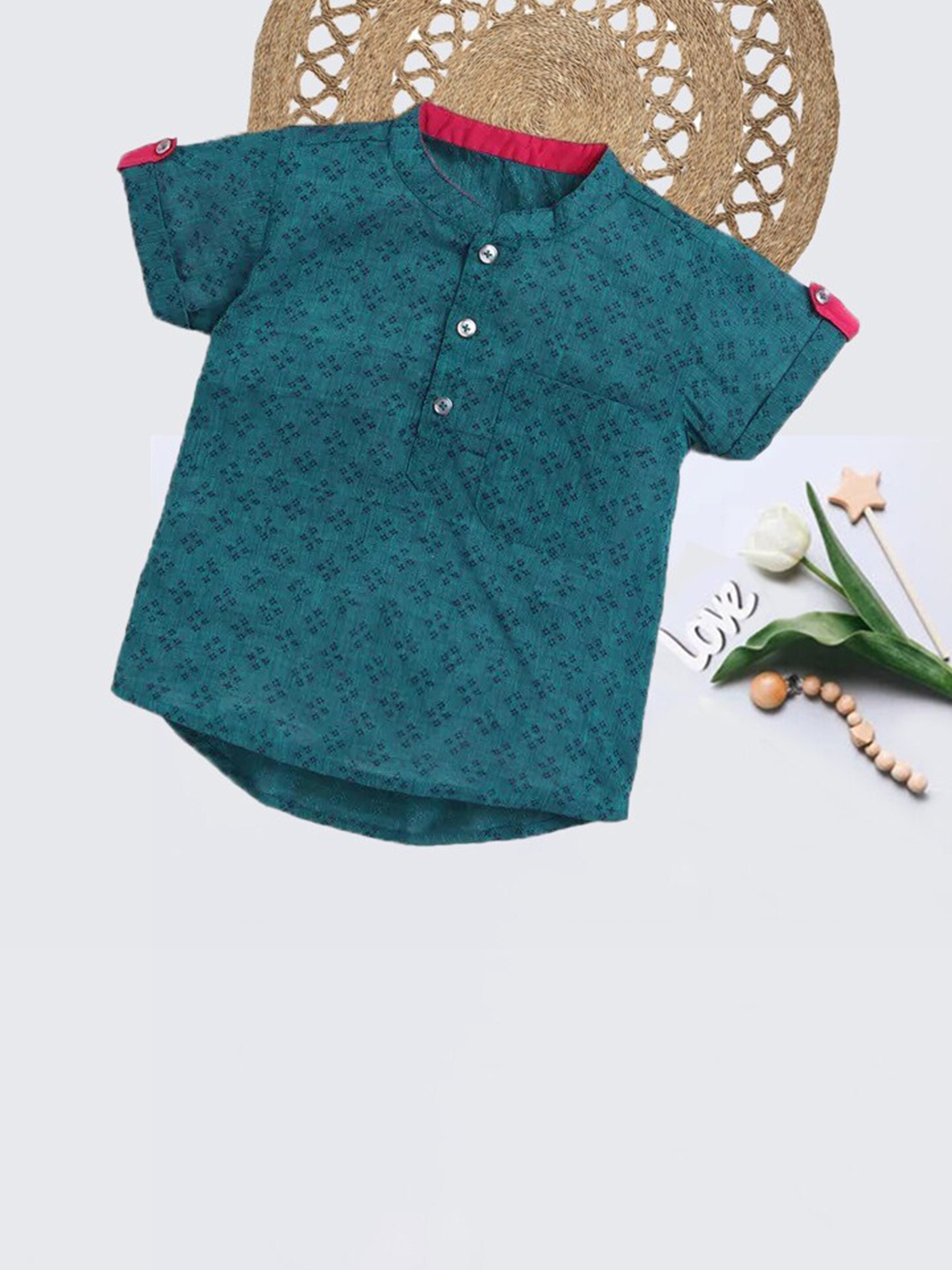 

The Magic Wand Boys Blue Printed Kurta