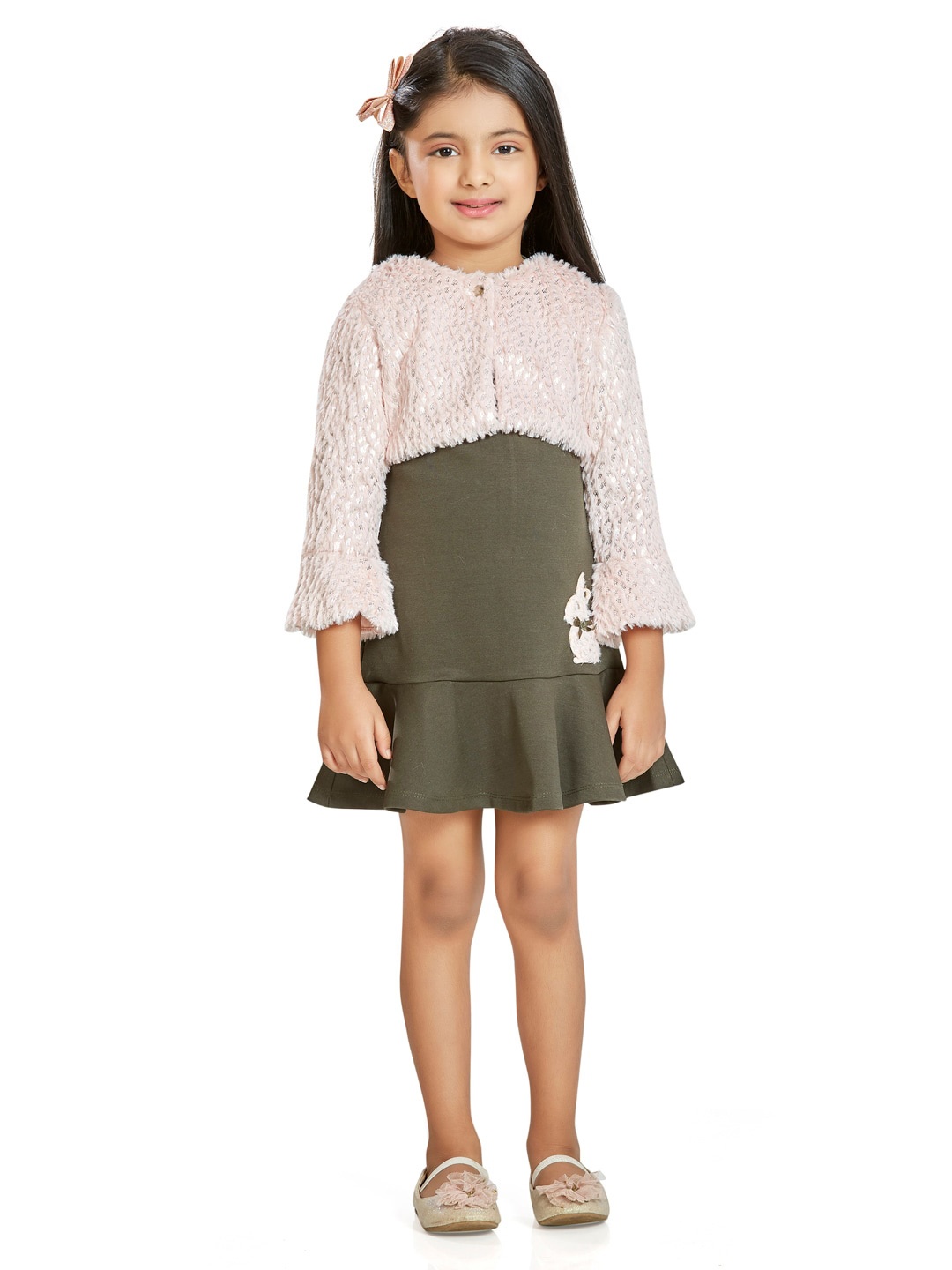 

Peppermint Olive Green Satin A-Line Dress