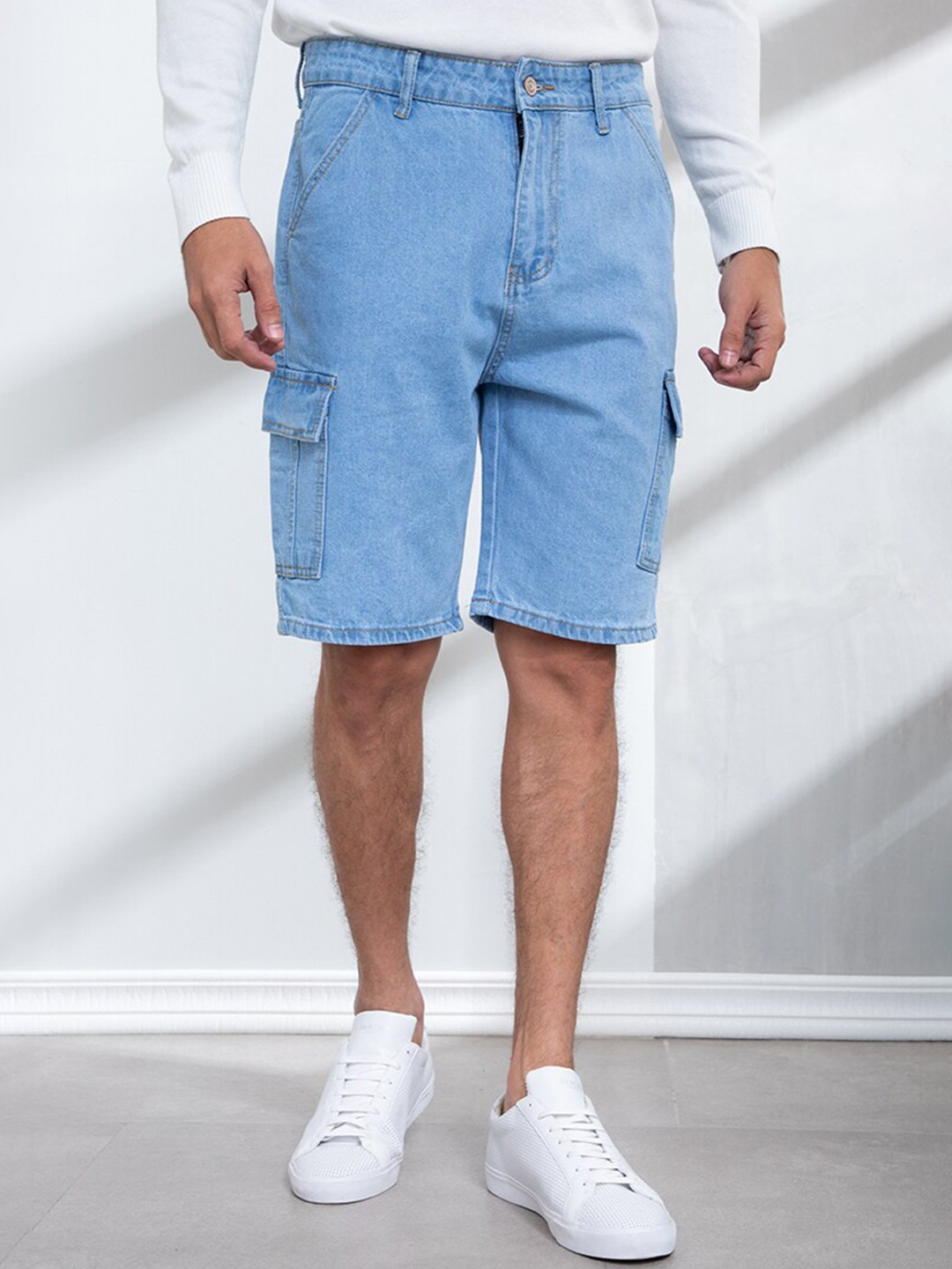 

ORIGIN BY ZALORA Men Blue Denim Cargo Shorts
