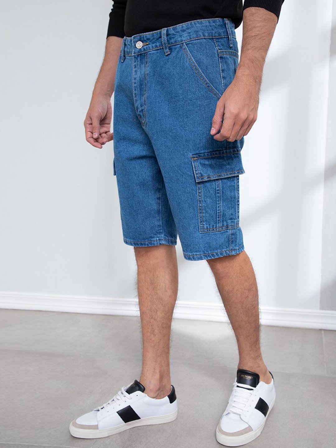 

ORIGIN BY ZALORA Men Blue Organic Cotton Denim Cargo Shorts