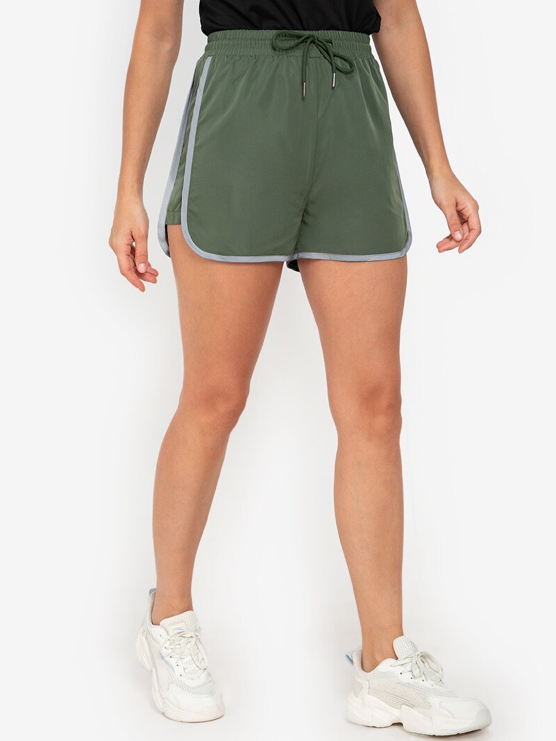 

ZALORA ACTIVE Women Green Solid High-Rise Shorts