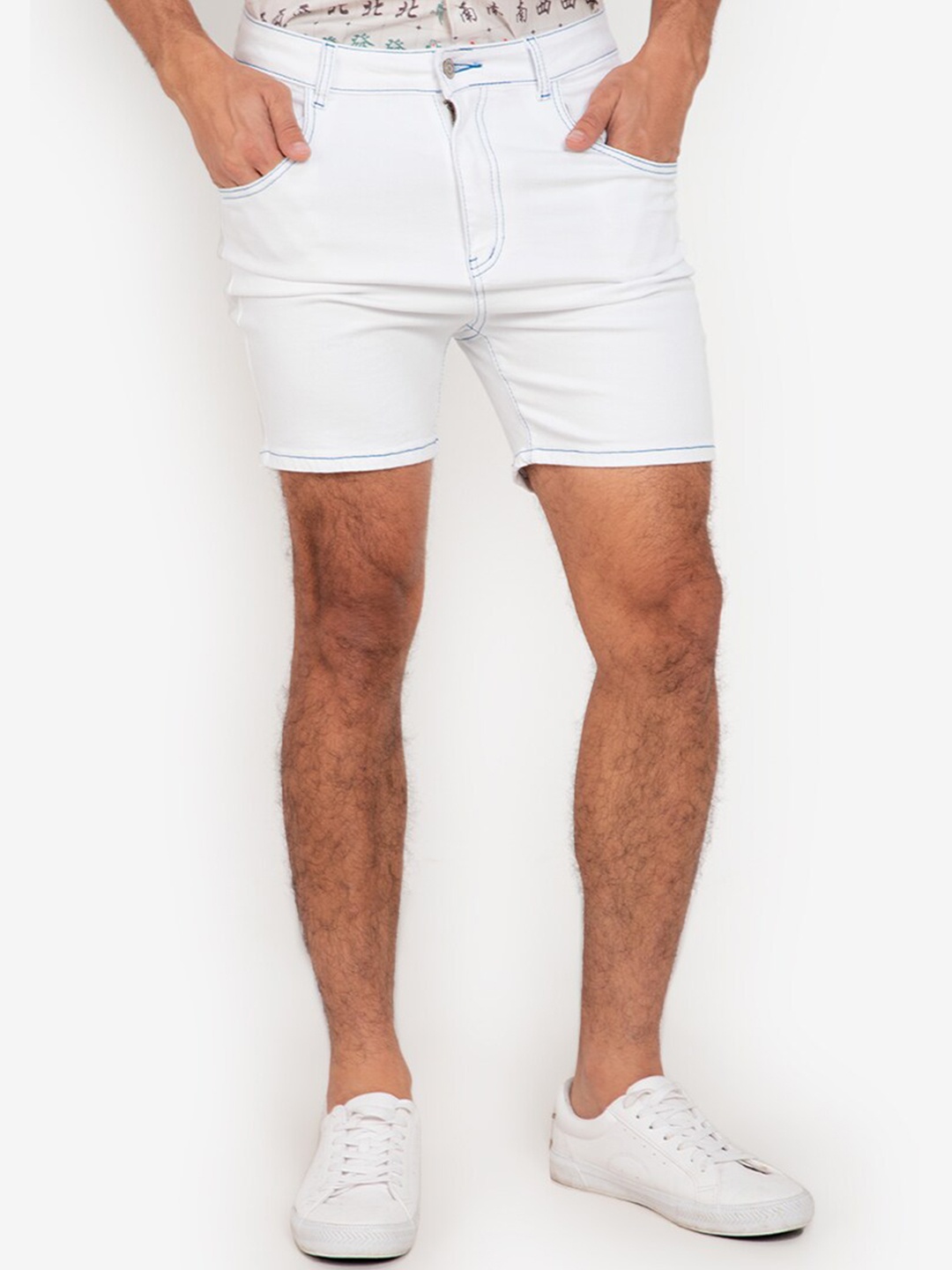 

ZALORA BASICS Men White Solid Denim Shorts