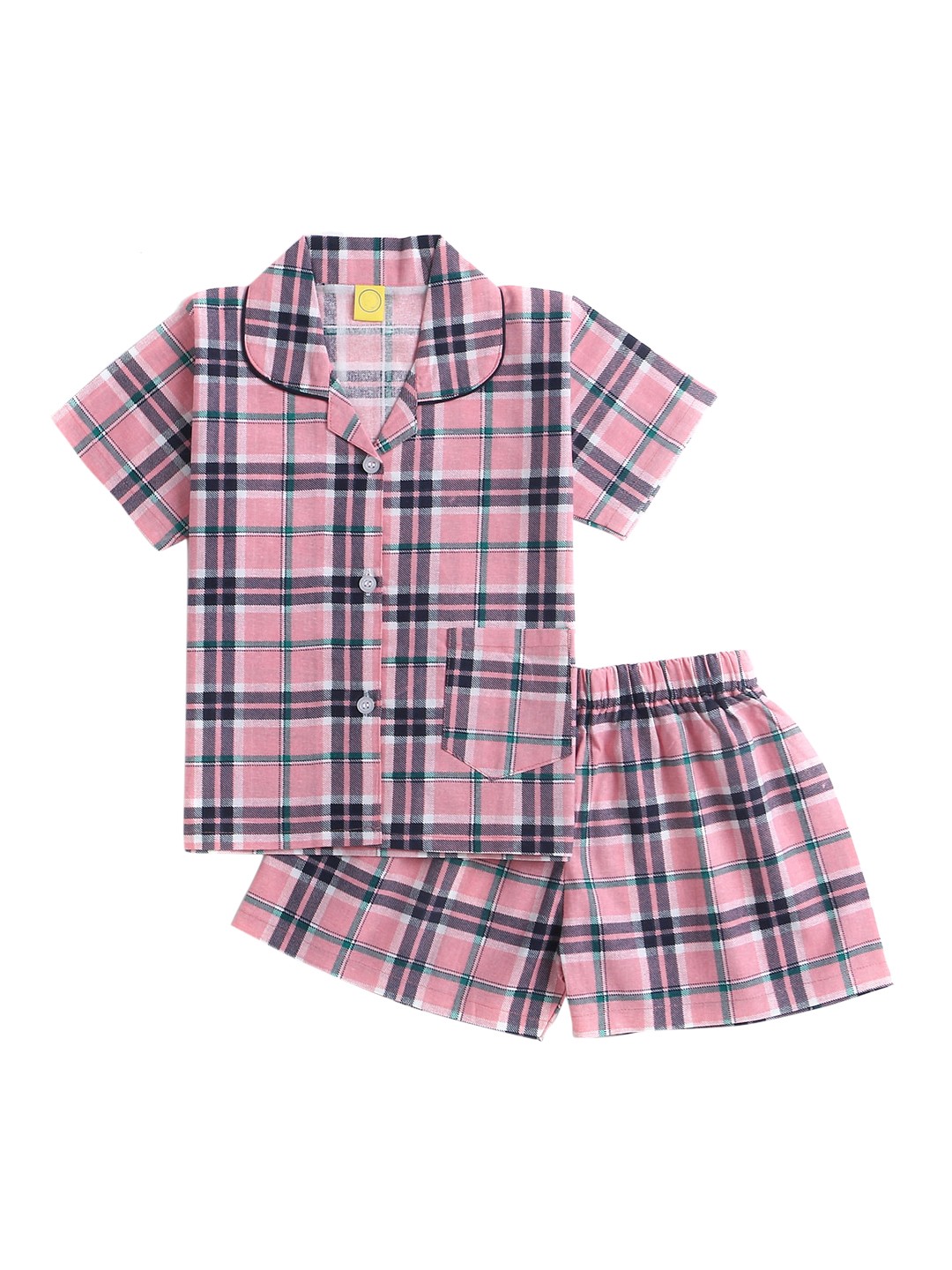 

The Magic Wand Unisex Kids Pink & Blue Checked Night suit