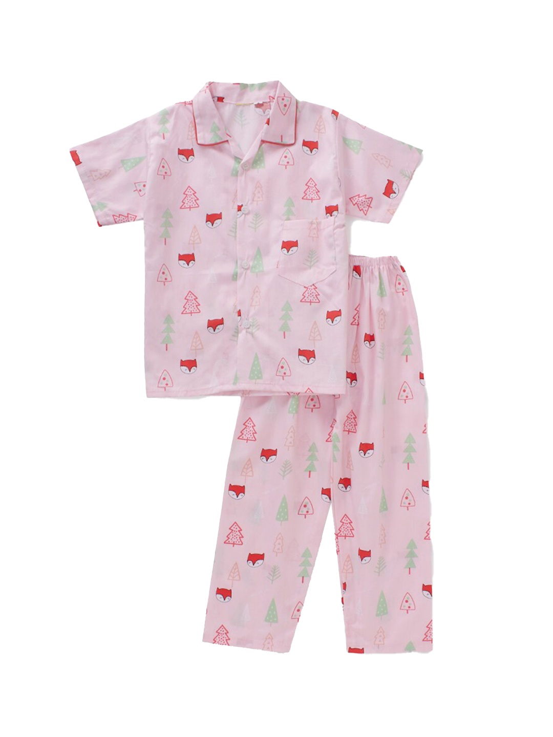 

The Magic Wand Kids Pink & Green Printed Night suit