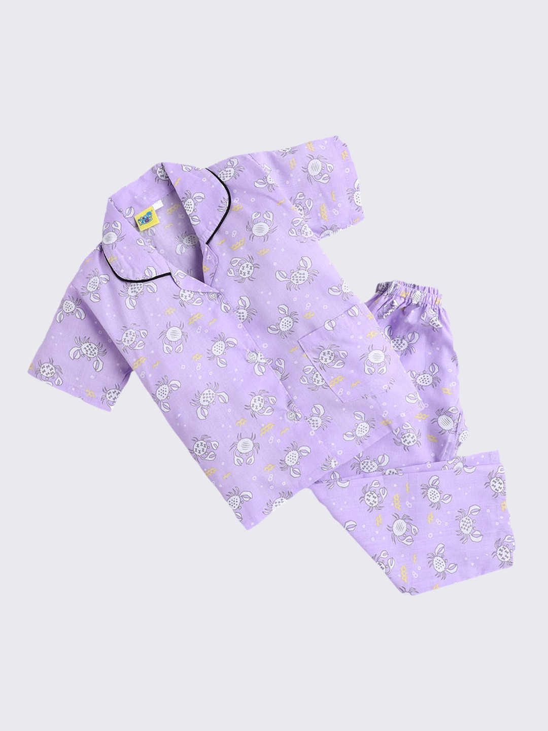 

The Magic Wand Kids Lavender & White Printed Night suit