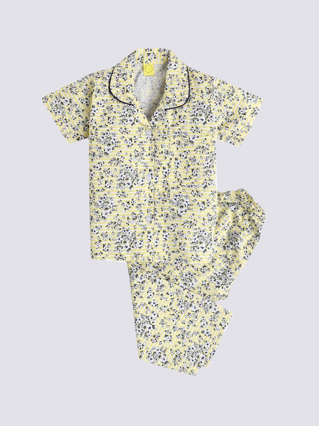 

The Magic Wand Unisex Kids Yellow & Black Printed Night suit
