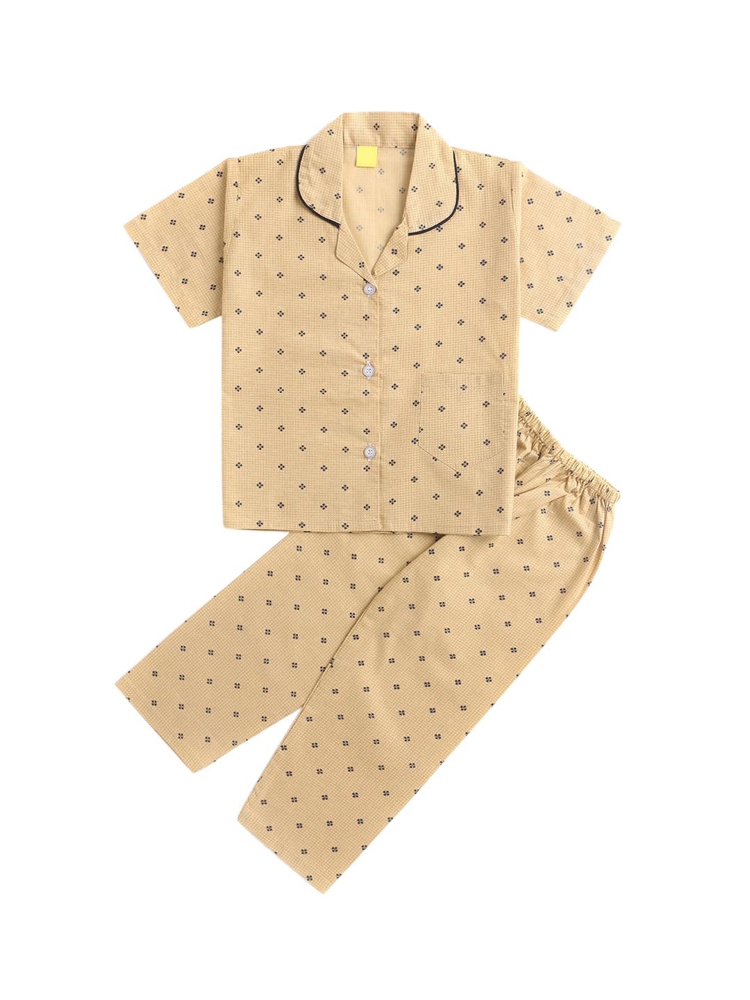 

The Magic Wand Unisex Kids Beige & Black Printed Night suit