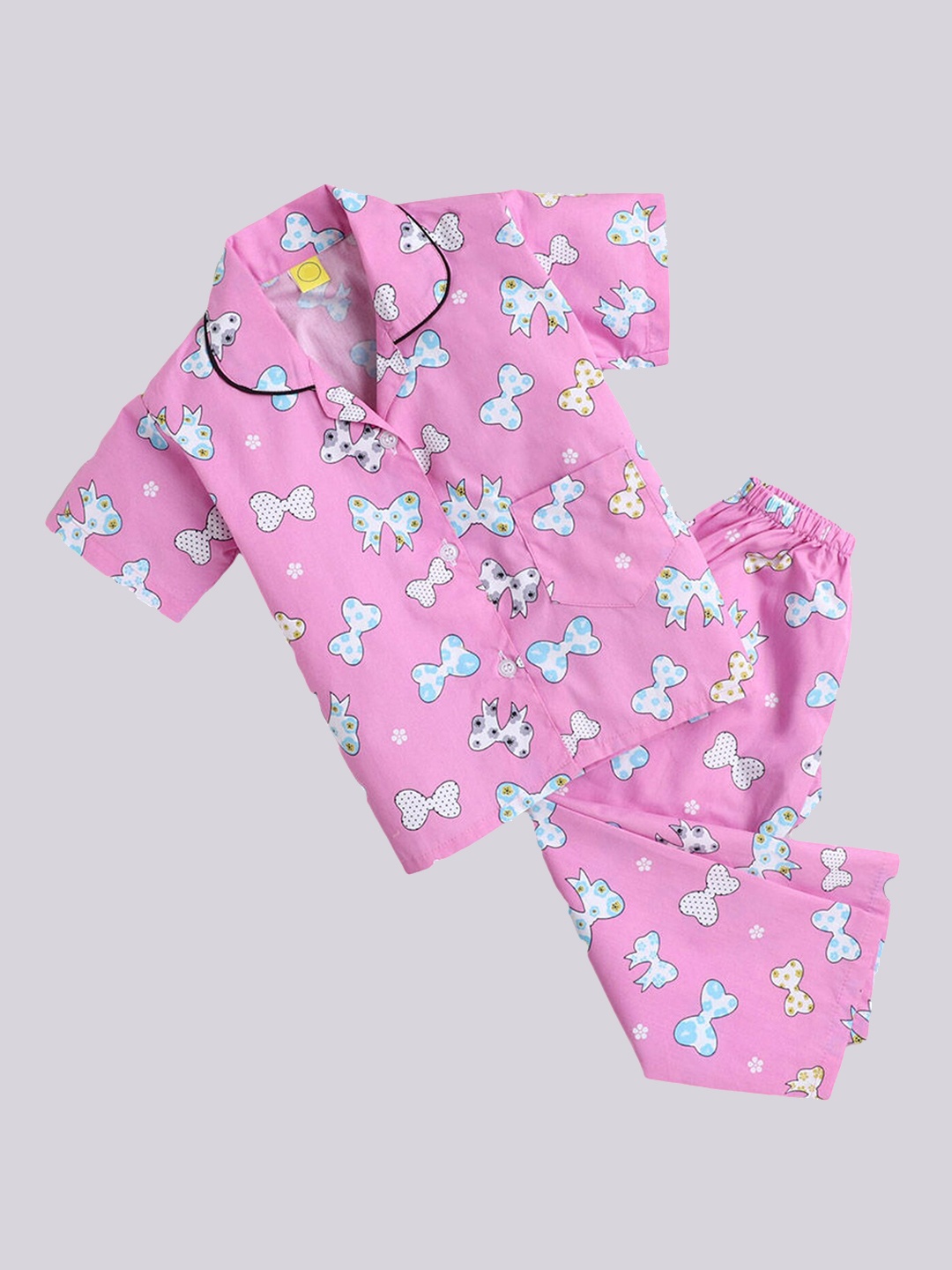 

The Magic Wand Kids Pink & Blue Printed Night suit