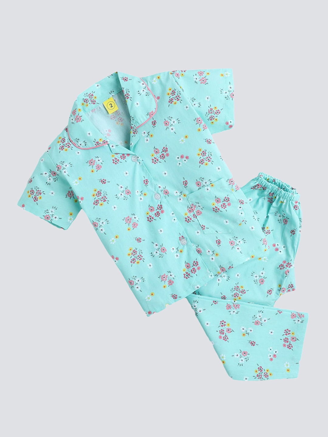 

The Magic Wand Unisex Kids Blue & Yellow Printed Night suit