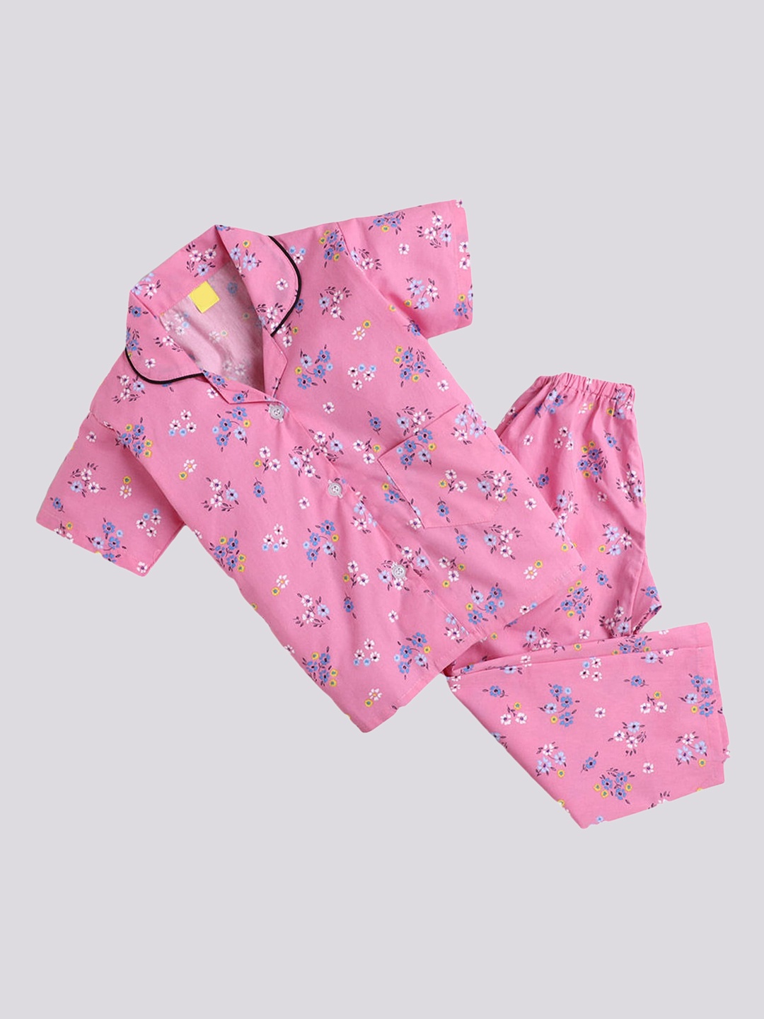 

The Magic Wand Unisex Kids Pink & Yellow Printed Night suit