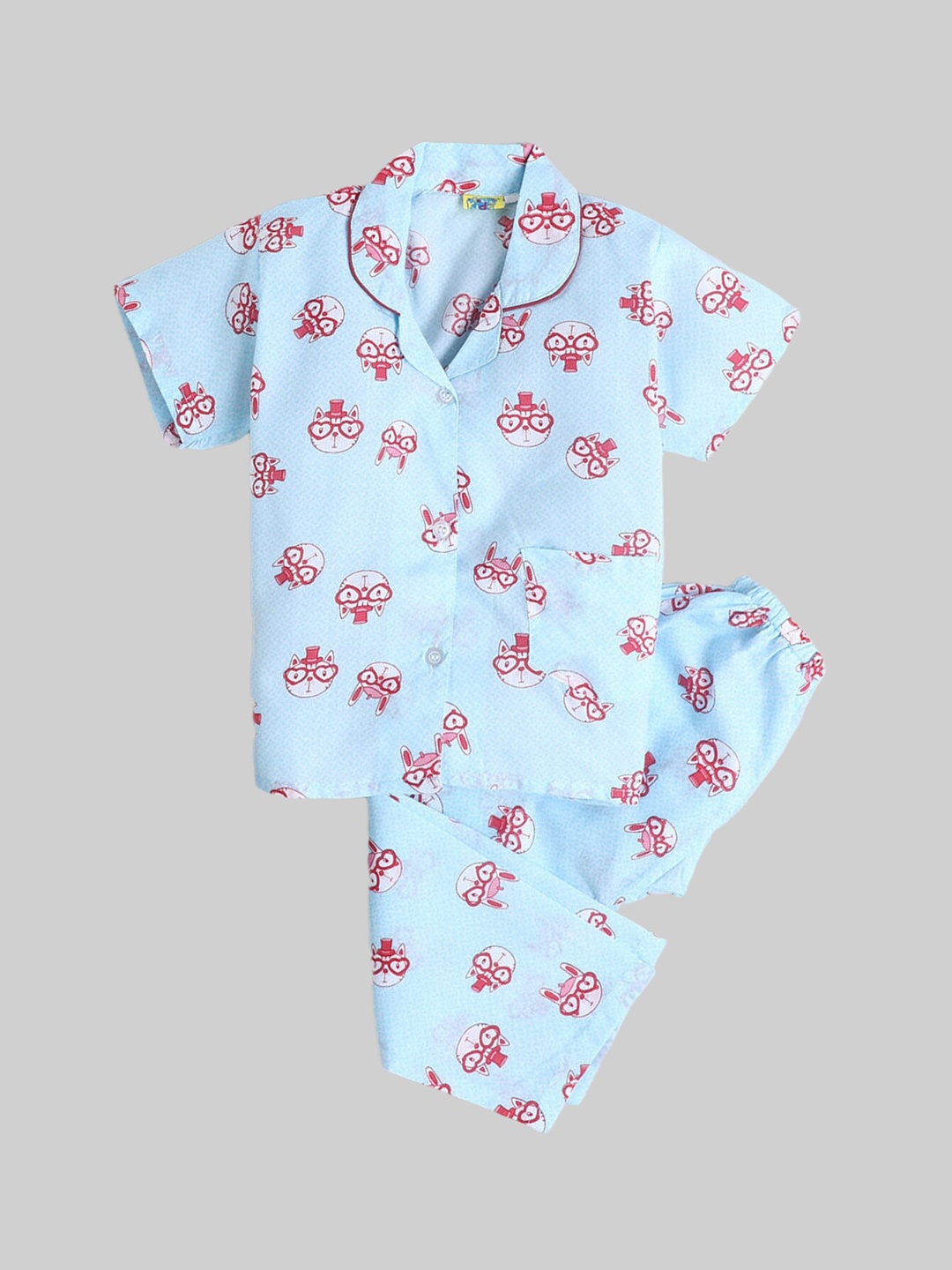 

The Magic Wand Kids Blue & White Printed Night suit