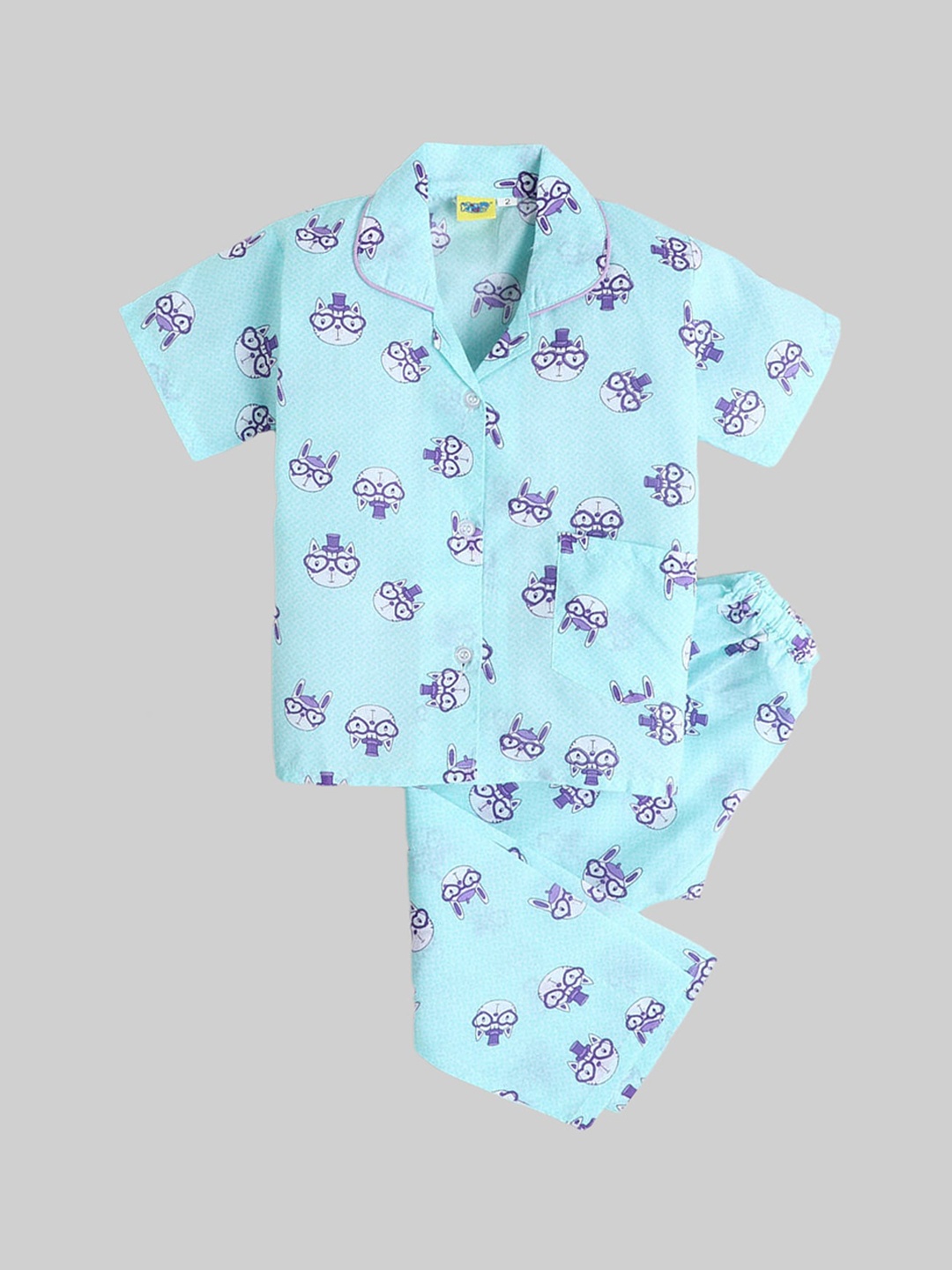 

The Magic Wand Unisex Kids Blue & White Printed Night suit