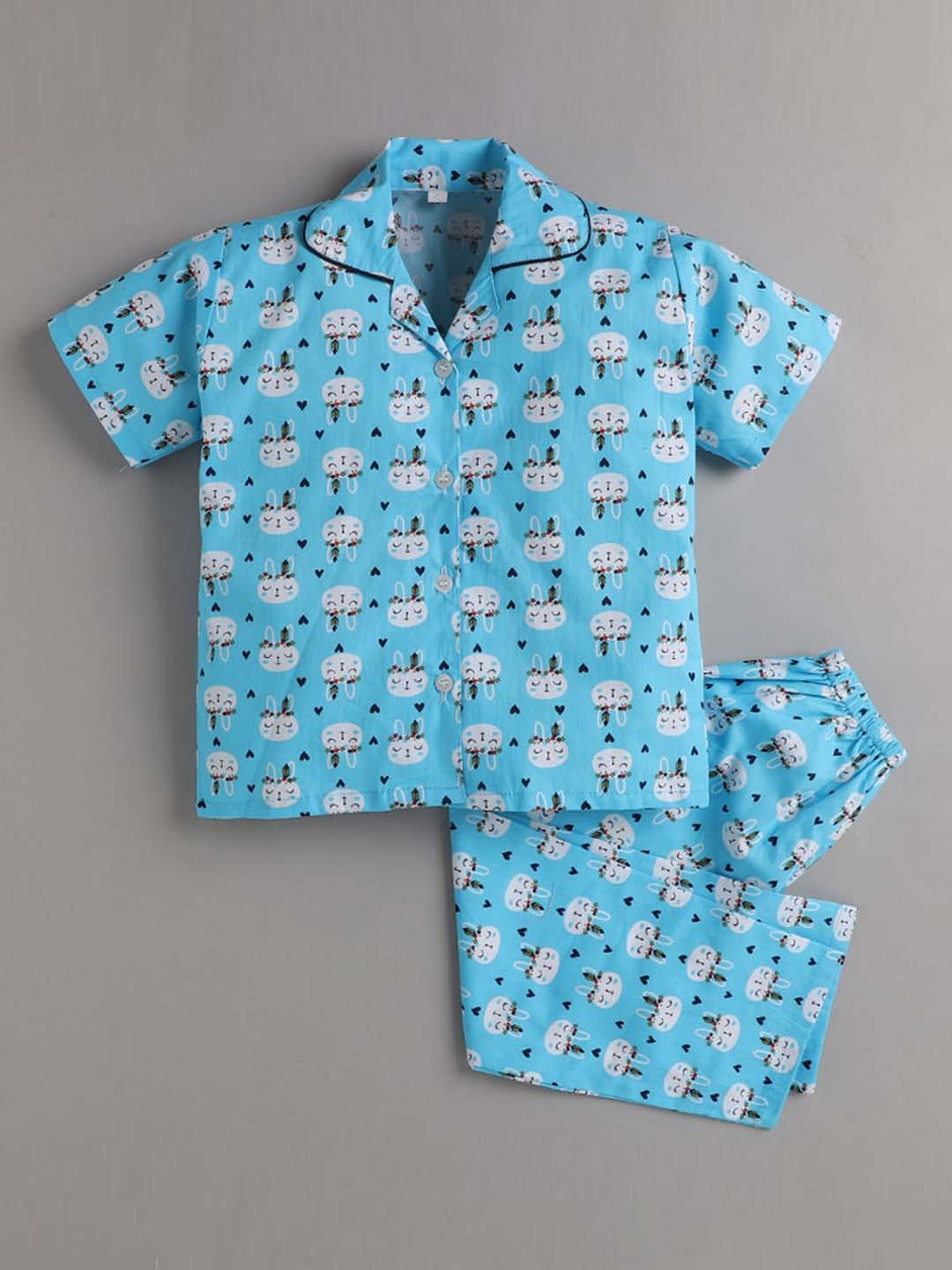 

The Magic Wand Kids Blue & White Printed Night suit