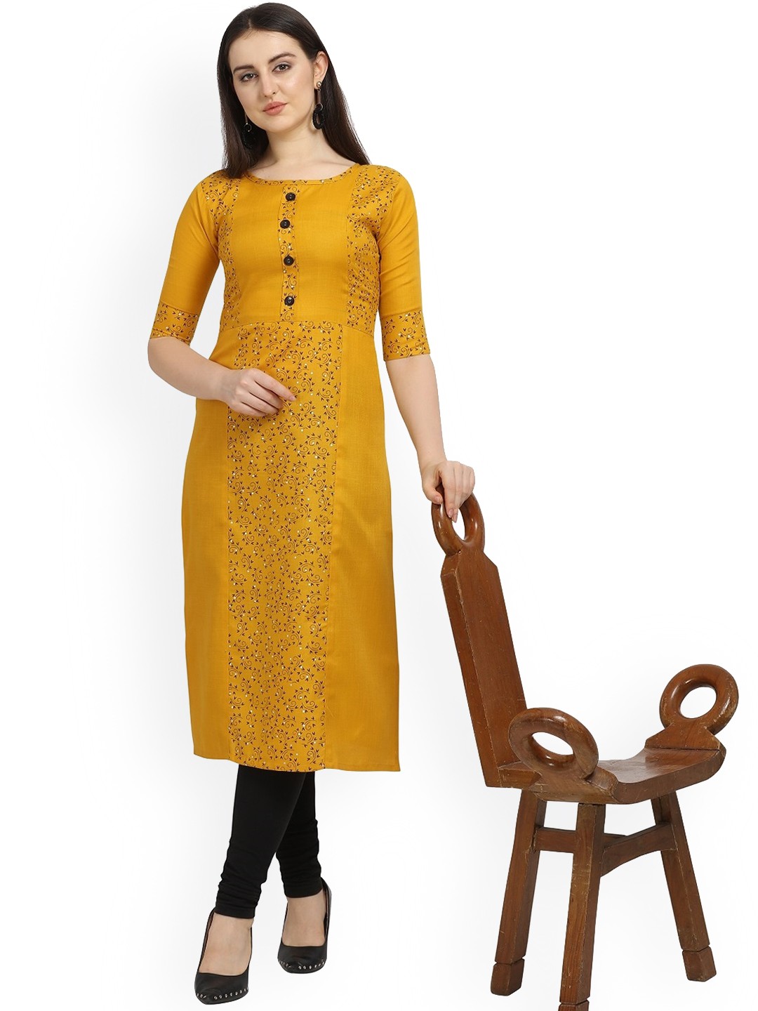 

Fashion Booms Women Multicoloured & Black Floral Kurta, Multi