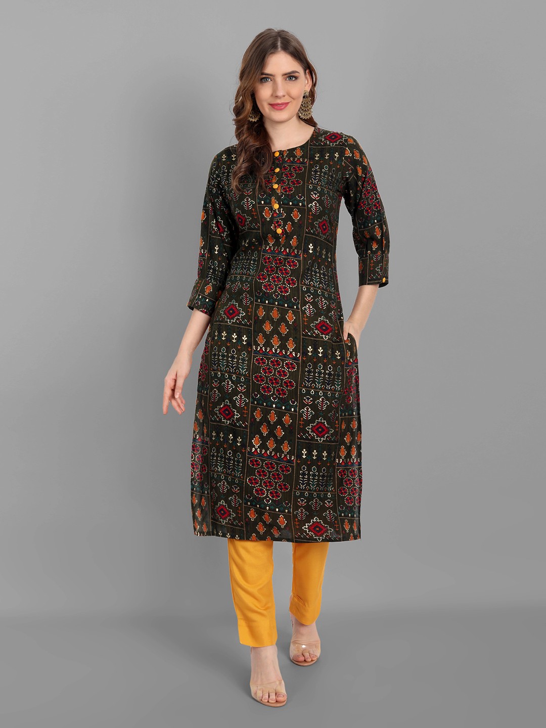 

V TRADITION Women Multicoloured Ethnic Motifs Printed Kurta with Trousers, Multi