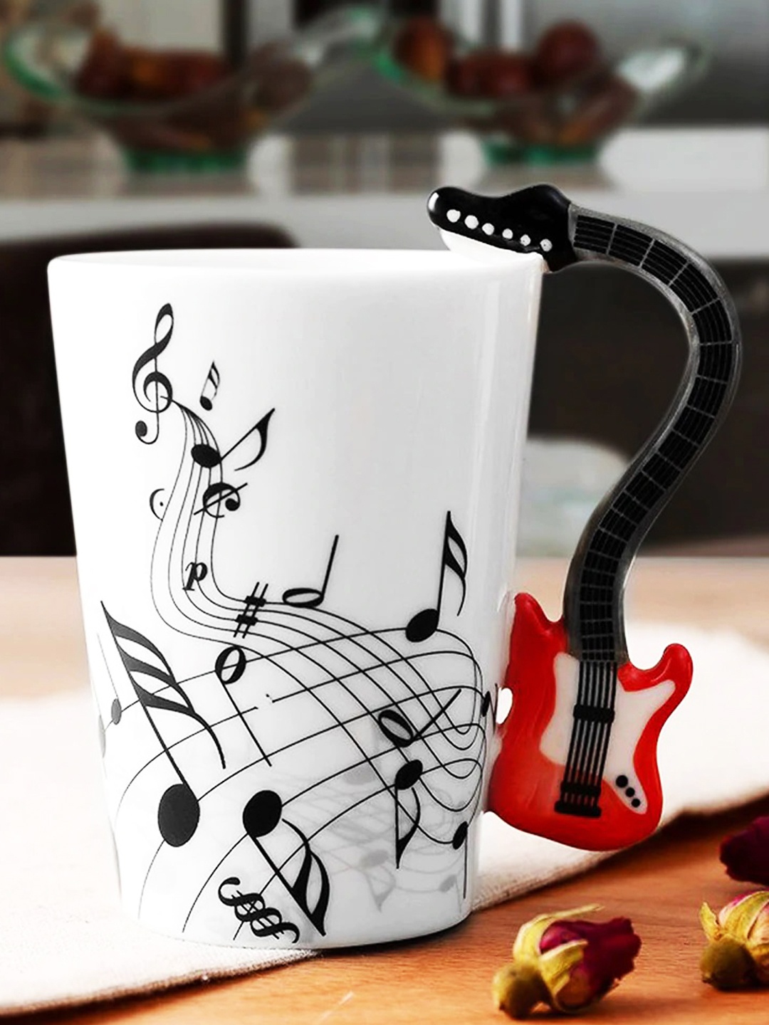 

BonZeaL White & Red Hand Painted Printed Ceramic Glossy Mug