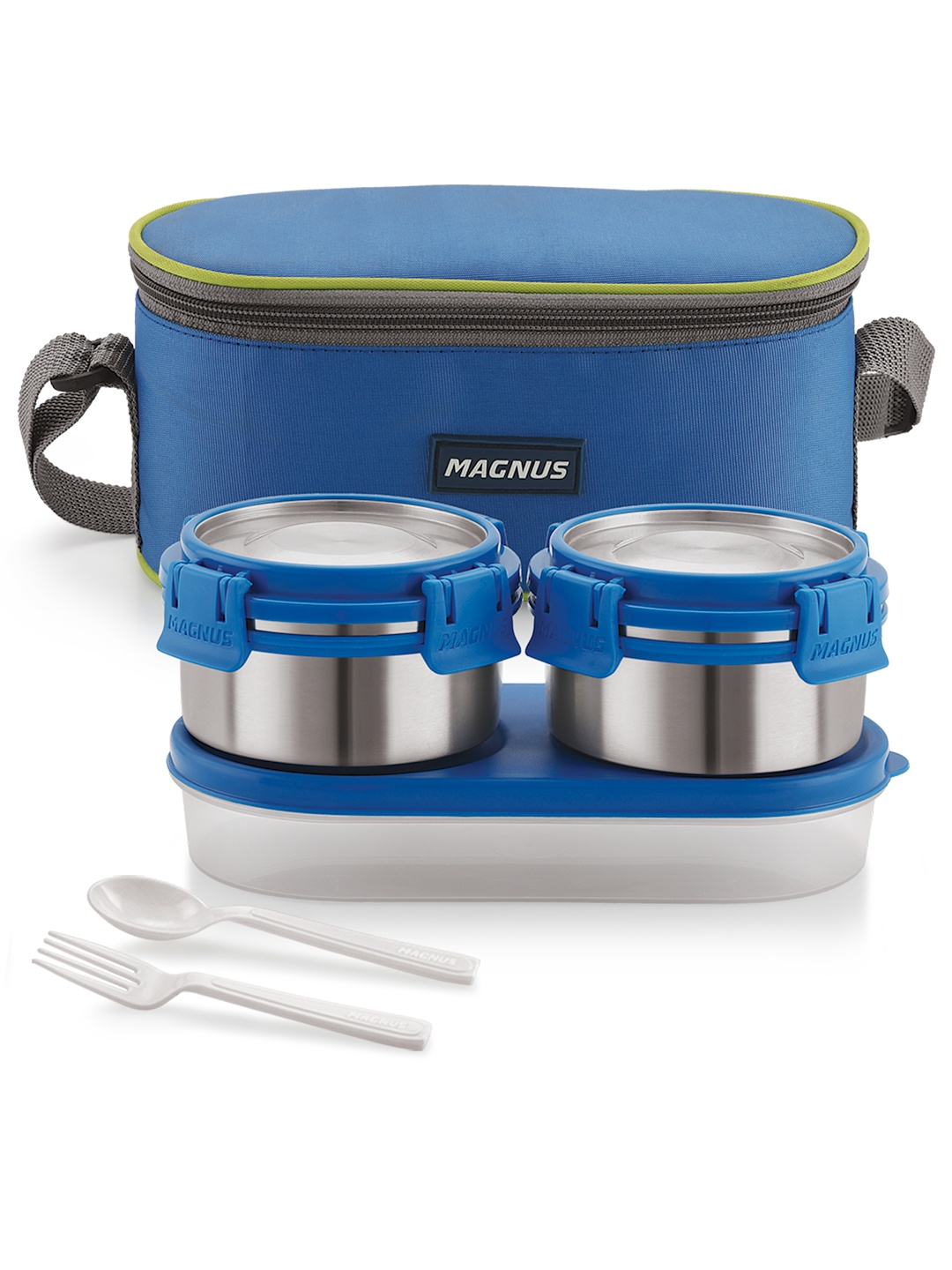 

MAGNUS Navy Blue & Green 3 Airtight & Leakproof Stainless Steel Lunch Box