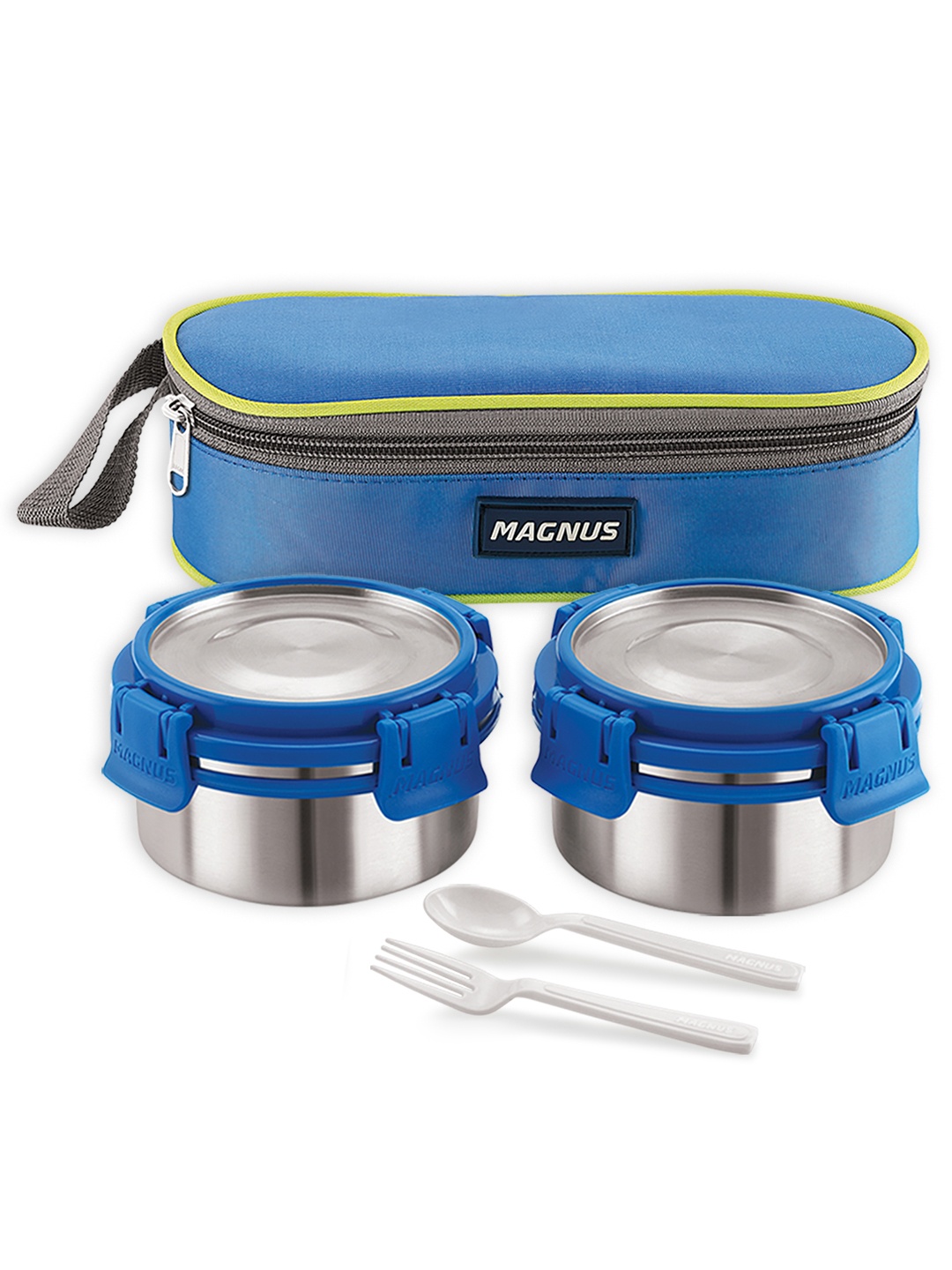 

MAGNUS Blue Solid Stainless Steel Lunch Box With Bag