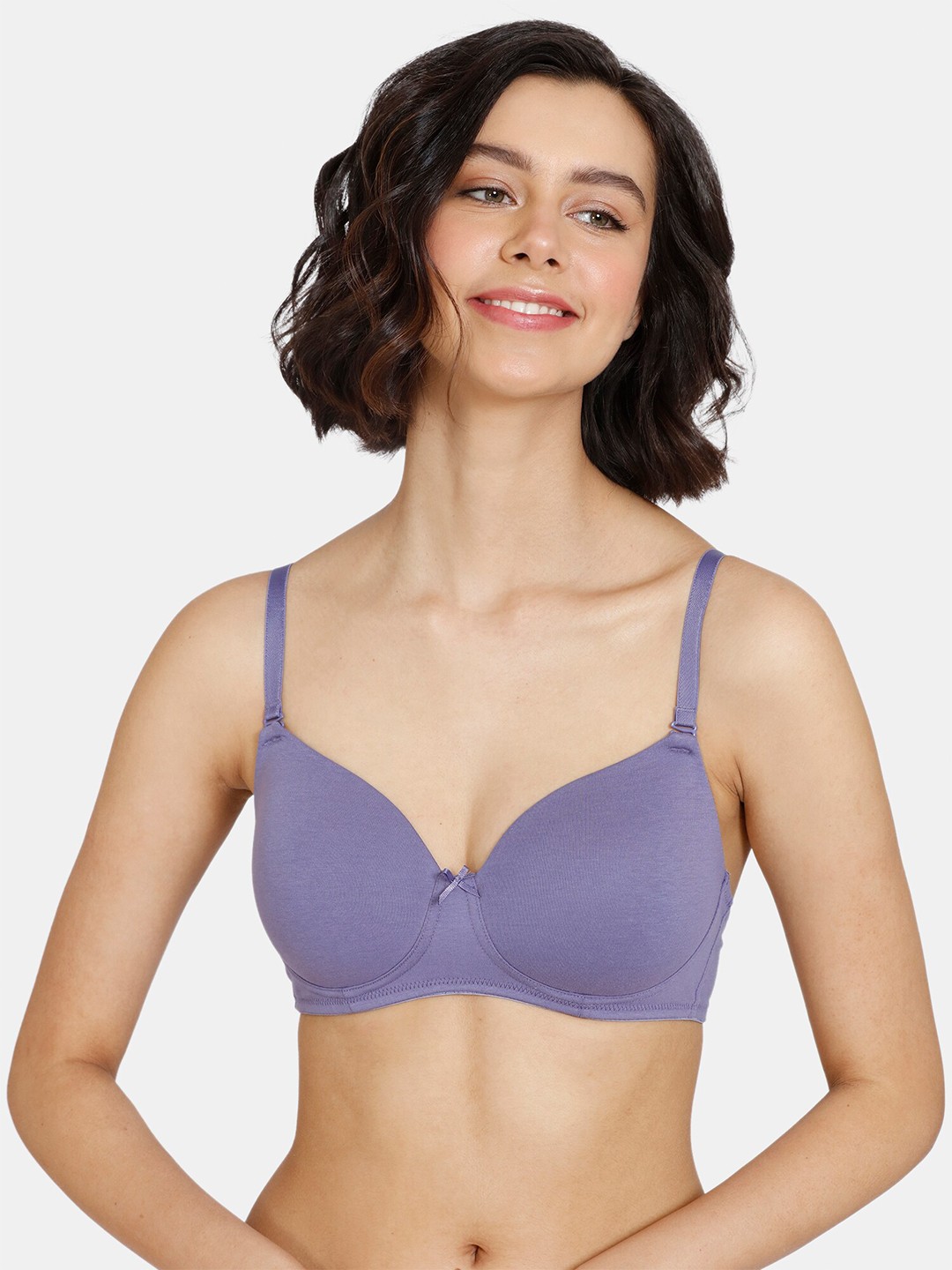 

Zivame Purple Solid Lightly Padded Cotton T-Shirt Bra
