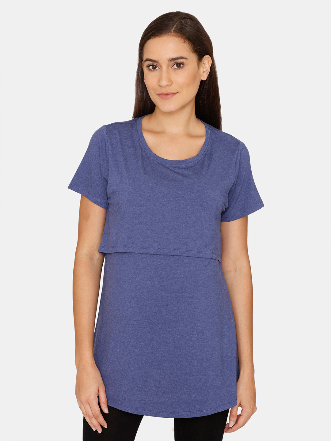 

Zivame Blue Maternity Layered Longline Top
